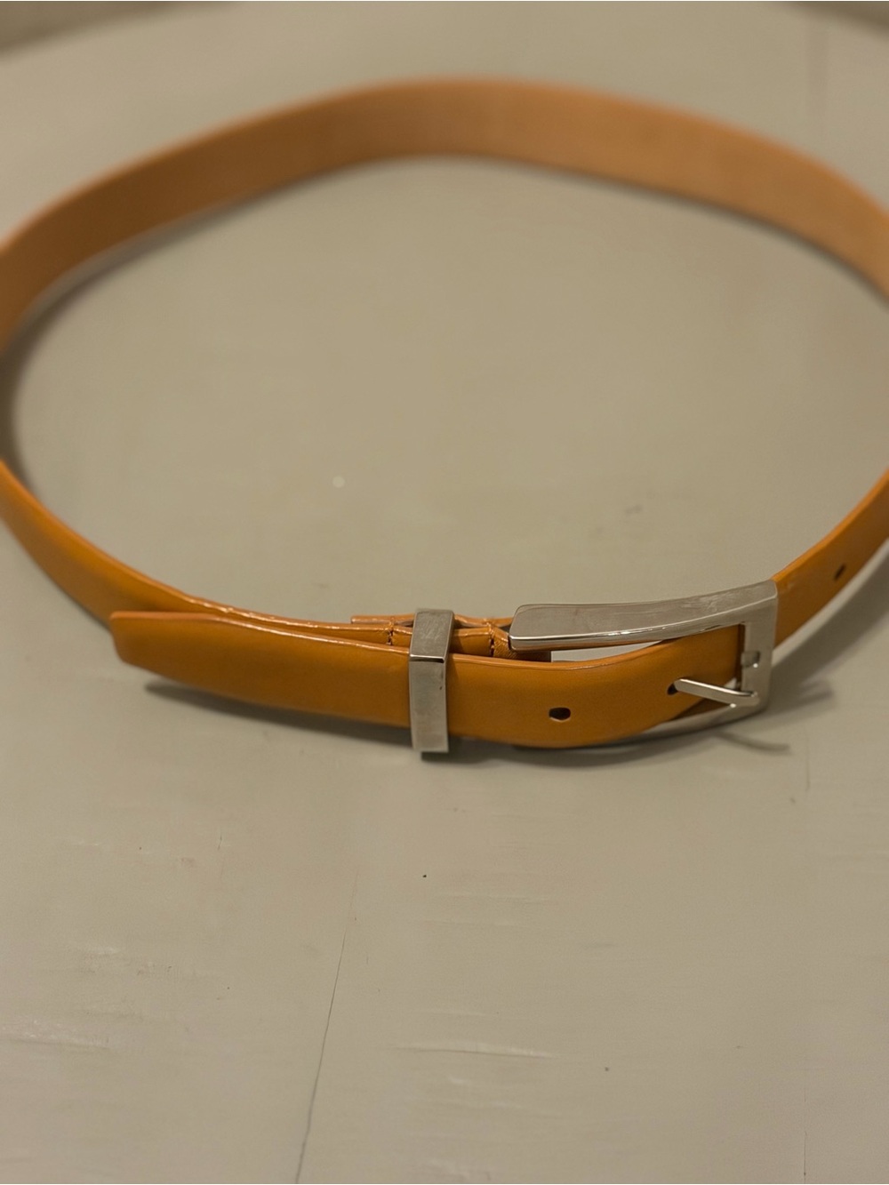 Woman’s  Tan Leather Belt with Silver Buckle